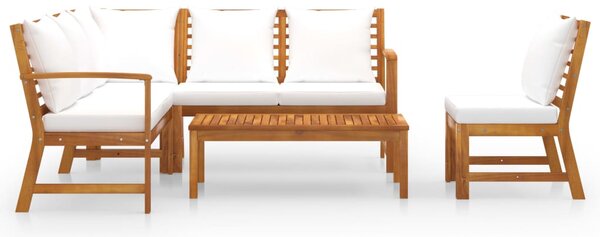 5dílná zahradní sedací souprava s poduškou krémová akácie