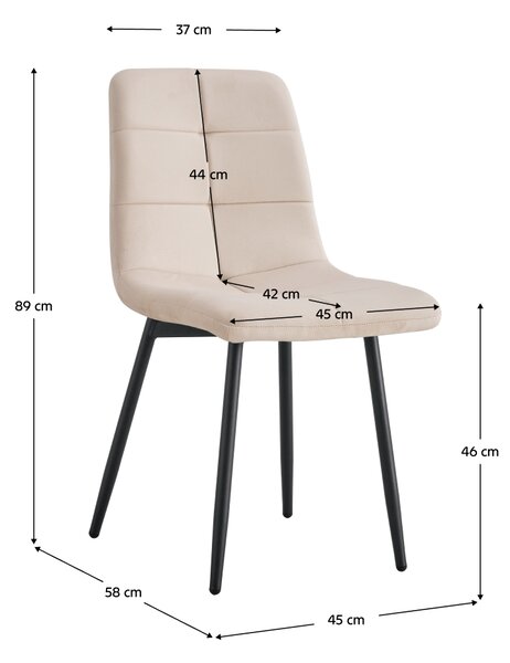 KONDELA Jídelní židle, béžová Velvet látka/kov, DAMIA TYP 1