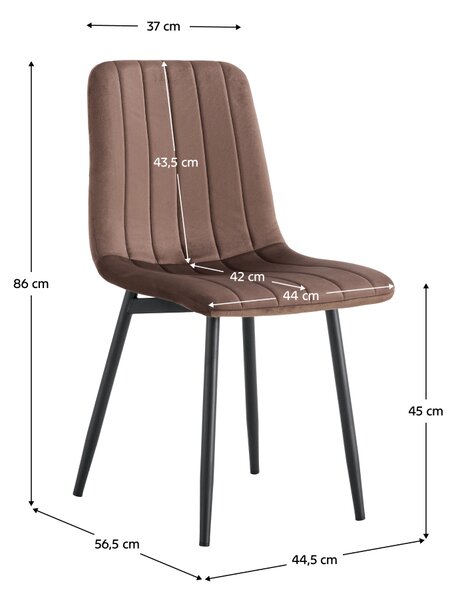 Jídelní židle COMFORTA - velvet látka, hnědá / černá