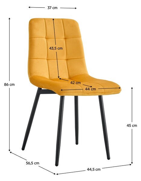 KONDELA Židle, žlutá Velvet látka/černá, RAMITA TYP 3