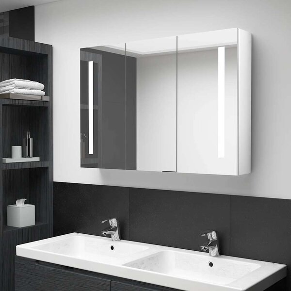 LED koupelnová skříňka se zrcadlem 89 x 14 x 62 cm zářivě bílá