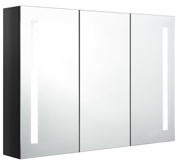 LED koupelnová skříňka se zrcadlem 89 x 14 x 62 cm zářivě černá