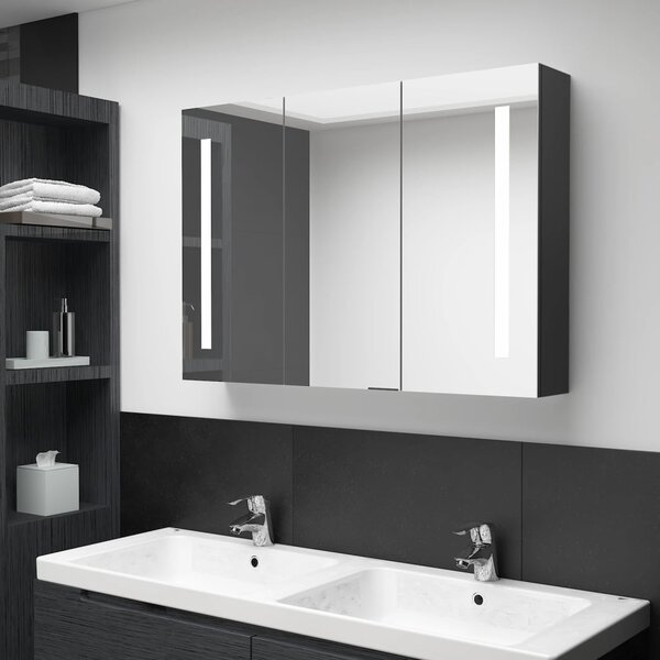 LED koupelnová skříňka se zrcadlem 89 x 14 x 62 cm zářivě černá