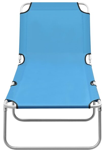 Zahradní lehátko ocel a textil tyrkysově modré