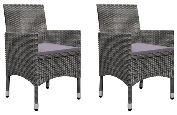 3dílný bistro set polyratan a tvrzené sklo šedý