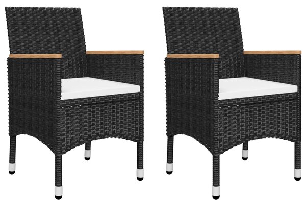 3dílný bistro set polyratan a akáciové dřevo černý