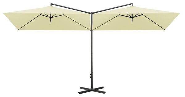 Dvojitý zahradní slunečník s ocelovou tyčí pískový 600 x 300 cm