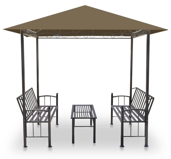 Zahradní altán + stůl a lavice 2,5x1,5x2,4 m taupe 180 g/m²