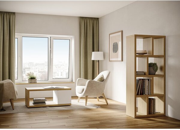 Knihovna v dekoru dubu v přírodní barvě 70x159 cm Berlin – TemaHome
