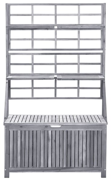 Úložný box s treláží šedý 99x55x160 cm masivní akáciové dřevo