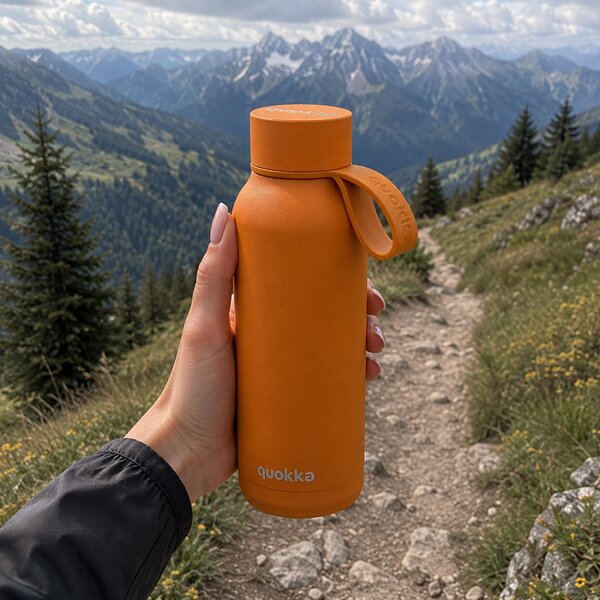 Nerezová termoláhev s poutkem Solid, 510ml, Quokka, mustard