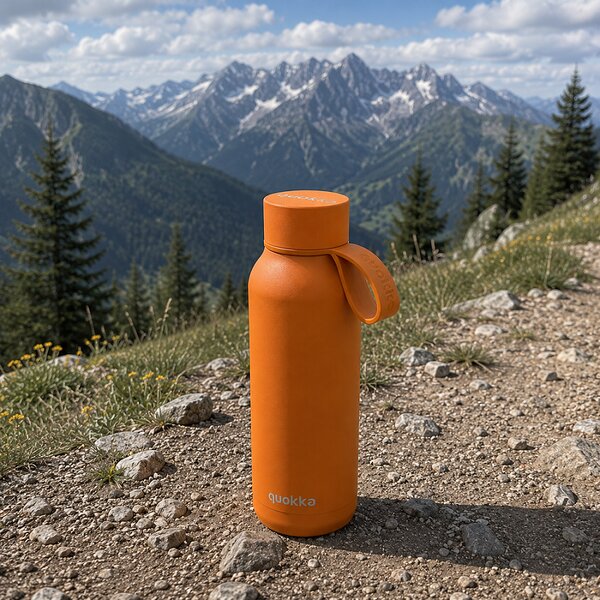 Nerezová termoláhev s poutkem Solid, 510ml, Quokka, mustard