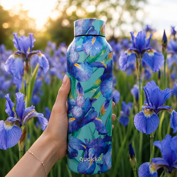 Nerezová termoláhev Solid, 630ml, Quokka, blue irises