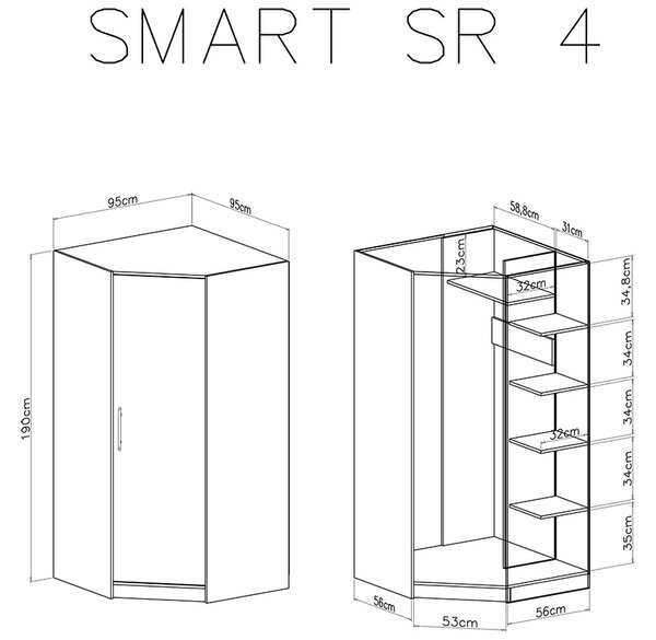 Rohová skříň Smart SR4