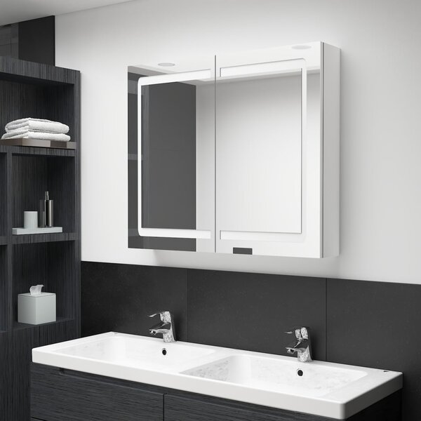 LED koupelnová skříňka se zrcadlem zářivě bílá 80 x 12 x 68 cm