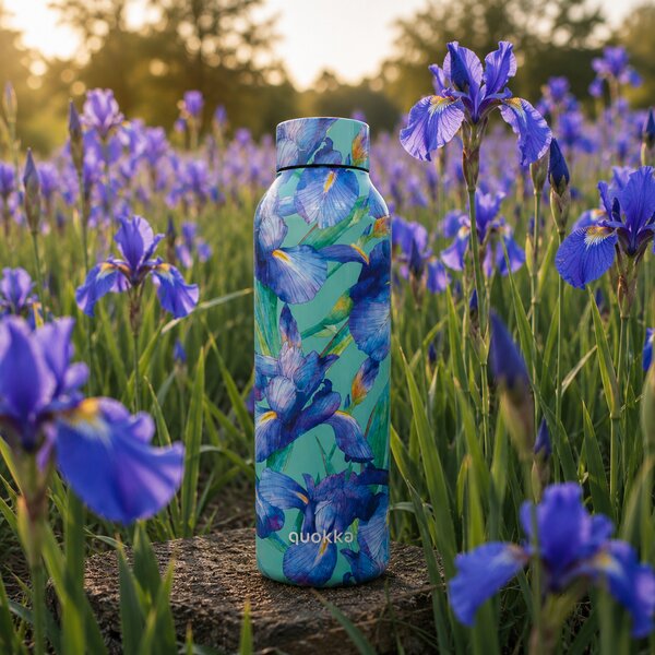Nerezová termoláhev Solid, 630ml, Quokka, blue irises
