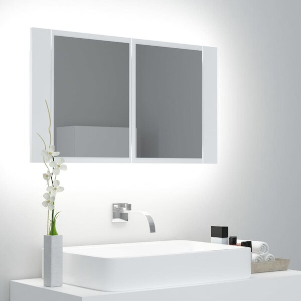 LED koupelnová skříňka se zrcadlem bílá 80 x 12 x 45 cm akryl
