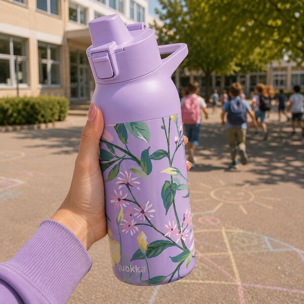 Nerezová sportovní láhev s pítkem Tide, 700ml, Quokka, all over botanic