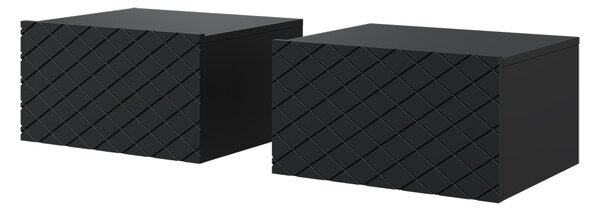 Komplet závěsných nočních stolků Scalia 50 cm 2 ks - černý mat