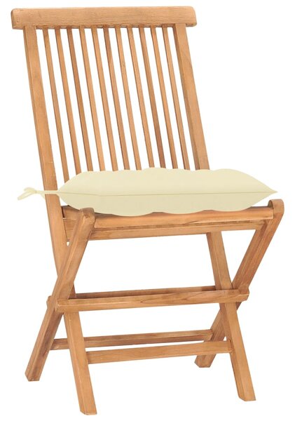 3dílný skládací zahradní jídelní set s poduškou masivní teak