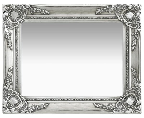 Nástěnné zrcadlo Parrenic - barokní styl - stříbrné | 50x40 cm