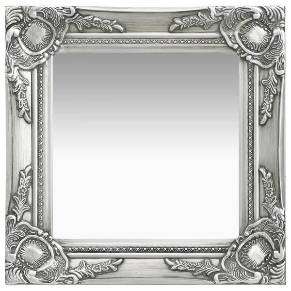 Nástěnné zrcadlo Parrenic - barokní styl - stříbrné | 40x40 cm
