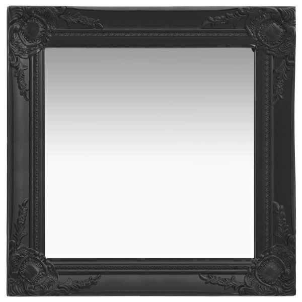 Nástěnné zrcadlo Parrenic - barokní styl - černé | 50x50 cm