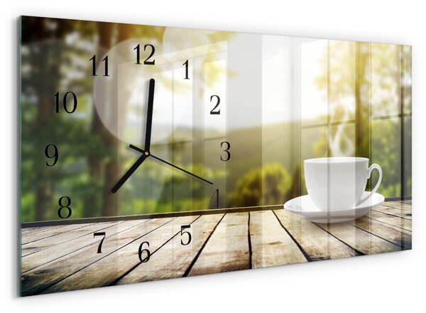 Skleněné hodiny horizontální Káva zsppc-60x30-00295379