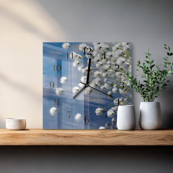 Skleněné hodiny na stěnu Bavlna zskc-30x30-00177700