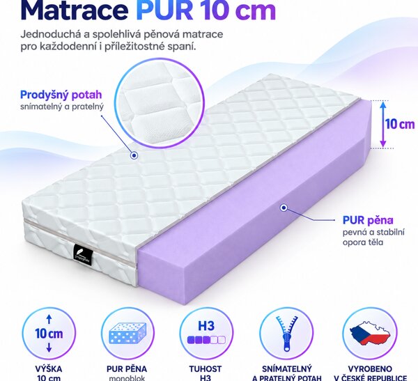 ProPOSTELE Matrace Pur 10 cm 80 x 200 cm
