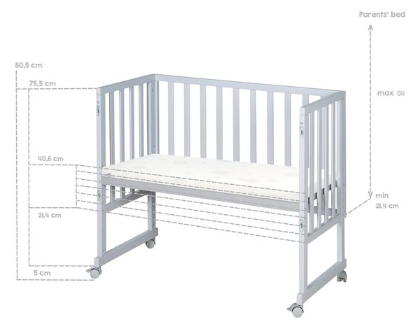 Šedá postýlka 90x45 cm – Roba