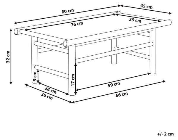 Zahradní konferenční stolek TODI 45 cm 80 cm Bambus Hnědá