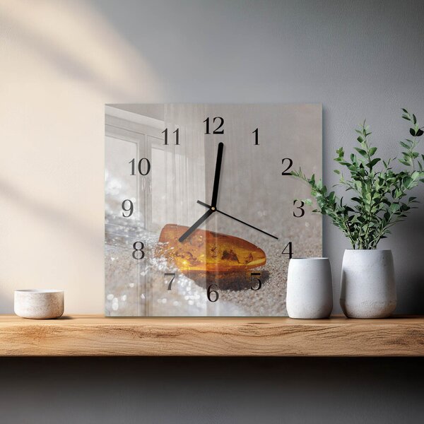 Skleněné hodiny na stěnu Jantar zskc-30x30-00180358