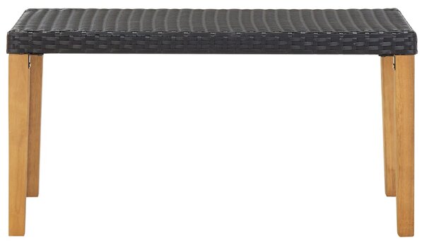 Zahradní lavice 120 cm černá polyratan a masivní akácie