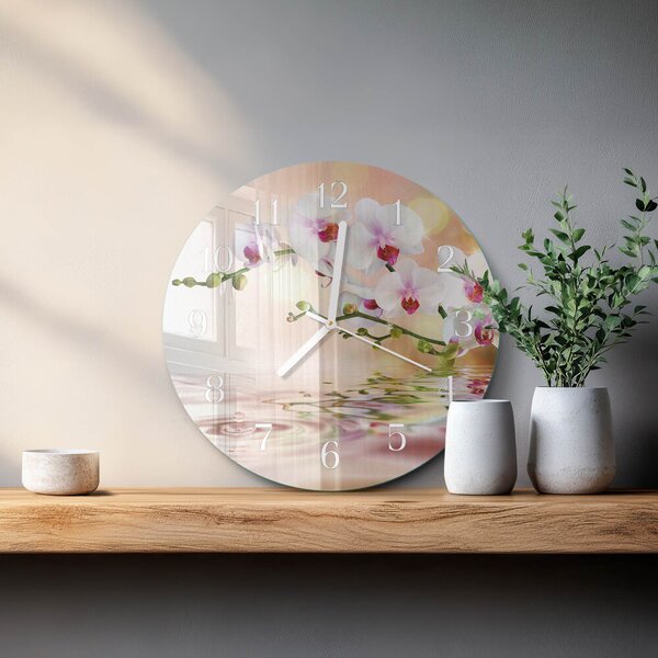 Skleněné hodiny na stěnu Orchidej zsob-fi30-00058478