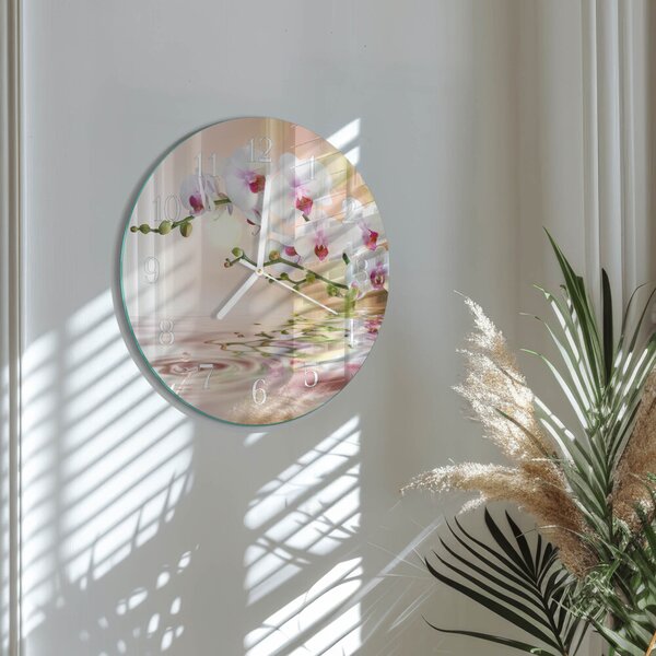 Skleněné hodiny na stěnu Orchidej zsob-fi30-00058478
