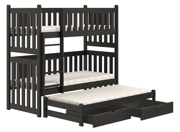 Patrová postel Swen PPV 023 výsuvná 90x180 - černá