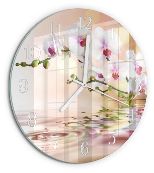 Skleněné hodiny na stěnu Orchidej zsob-fi30-00058478