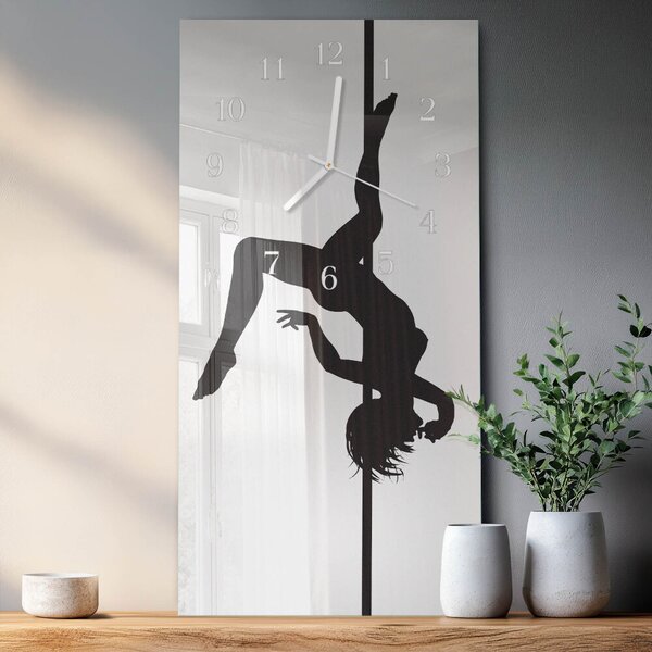 Skleněné hodiny vertikální Tanečnice u tyče zsppb-30x60-00086540
