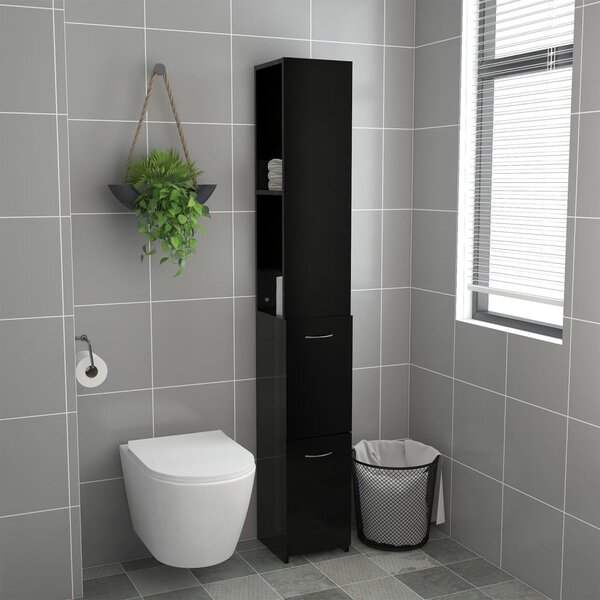 Koupelnová skříňka černá 25x26,5x170 cm kompozitní dřevo