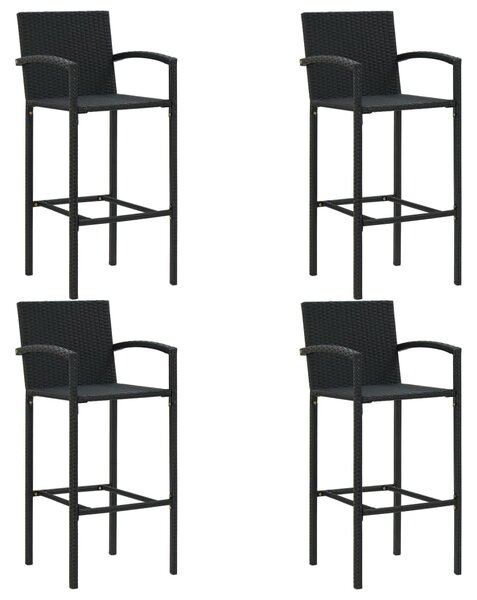 5dílný zahradní barový set s područkami polyratan černý