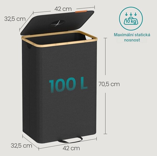 Třídicí koš na lahve a plechovky ECOVIA, 100l, černá/béžová SongmicsHome
