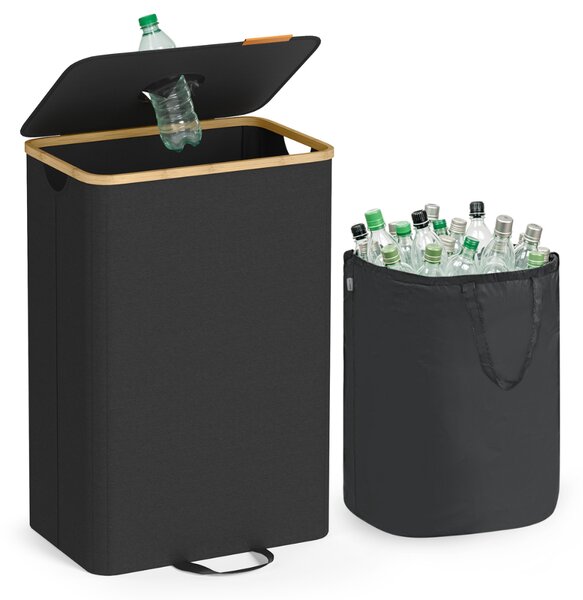 Třídicí koš na lahve a plechovky ECOVIA, 100l, černá/béžová SongmicsHome