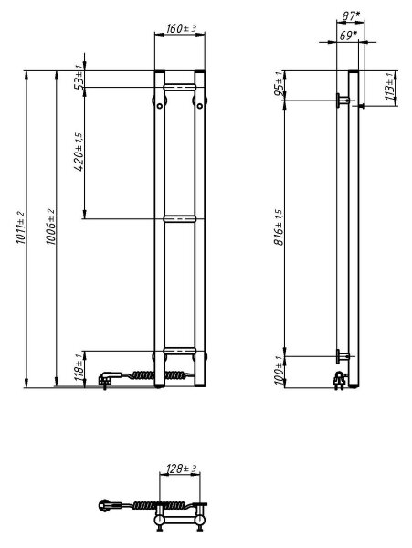 Vertaduro - Elektrický sušák na ručníky VEO 46W/230V 100x16 cm IP44 bílá pravá