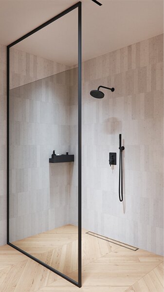 Besco Sprchový kout Walk-In ICON BLACK 100 (110x 120), výška 200 cm - bez vaničky Rozměry (cm): šířka: 120