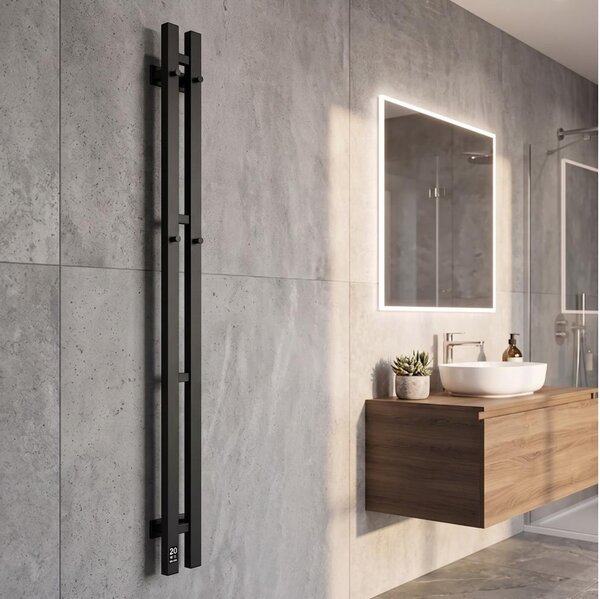 Vertaduro - El. sušák na ručníky s term. VEO 70W/230V 120x9 cm IP44 černá pravá