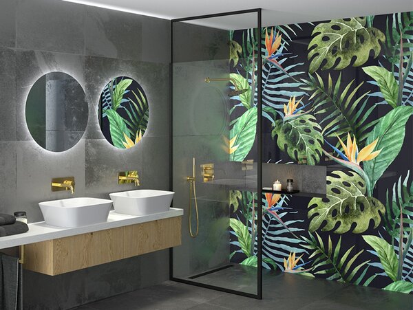 Besco Sprchový kout Walk-In ICON BLACK 100 (110x 120), výška 200 cm - bez vaničky Rozměry (cm): šířka: 120