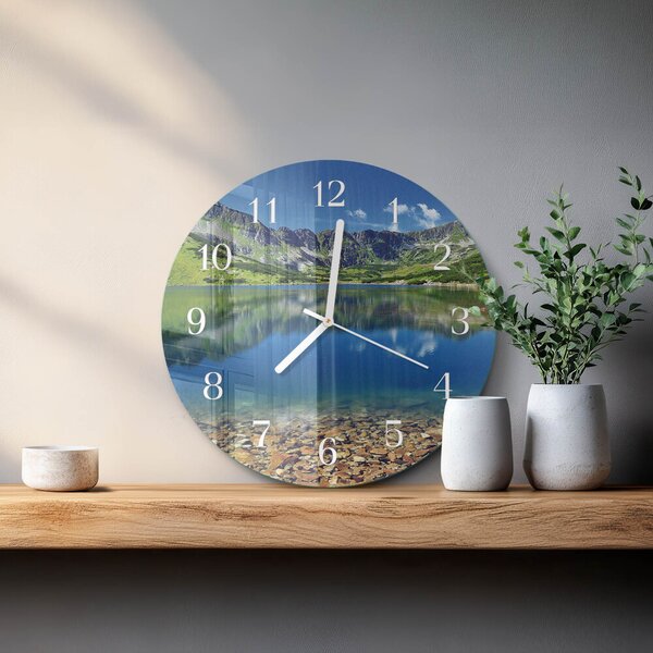 Skleněné hodiny na stěnu Horské jezero zsob-fi30-00082955