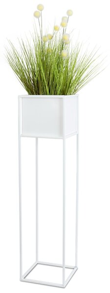 KOVOVÝ KVĚTINÁČ SE STOJÁNEM PLAIN 90X24 CM BÍLÁ