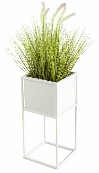 KOVOVÝ KVĚTINÁČ SE STOJÁNEM PLAIN 50X24 CM BÍLÁ